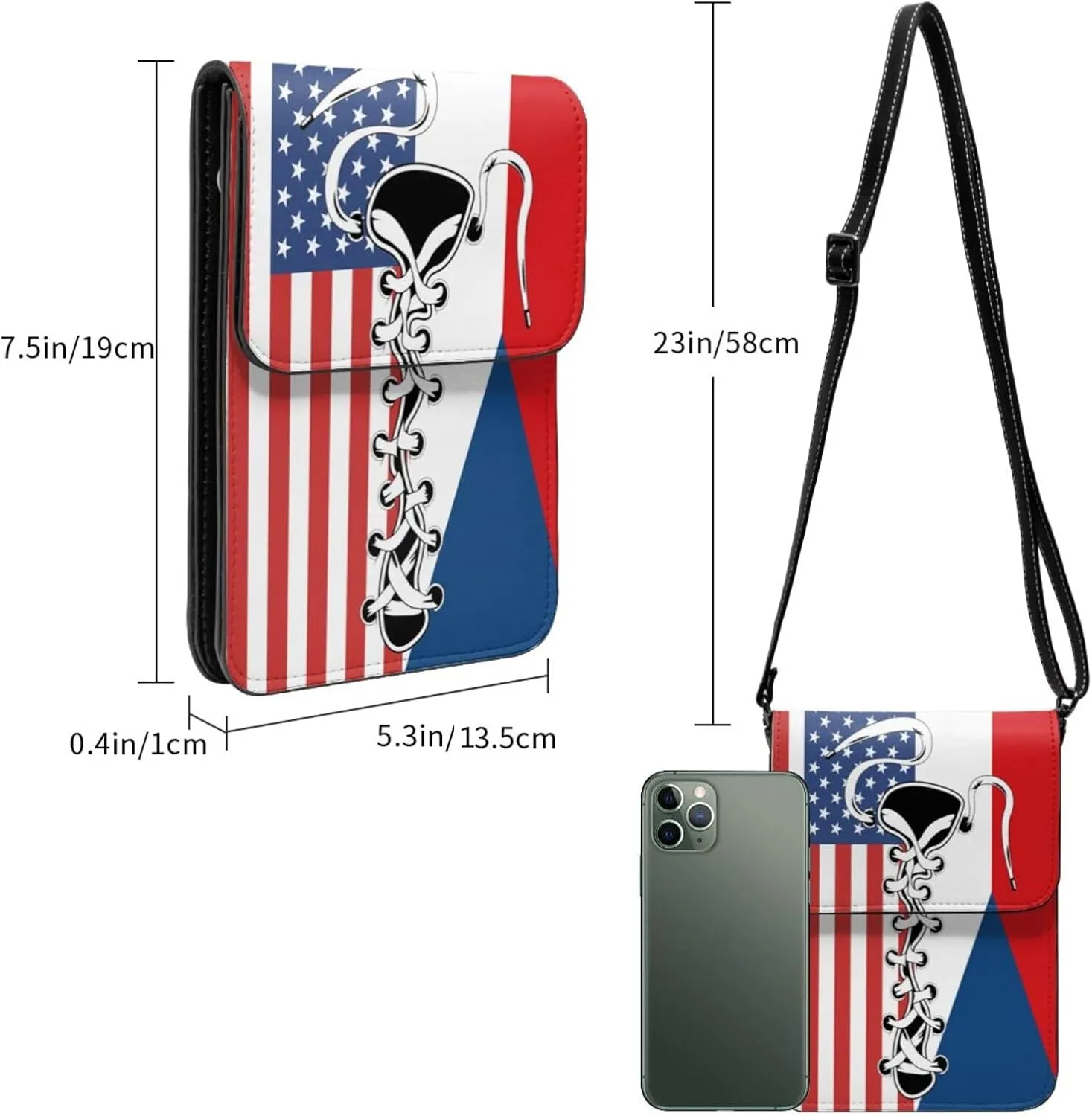 Vintage America Gabonese Gabon Flag Funny Shoelace Small Crossbody Purse Cell Phone Bag for Women