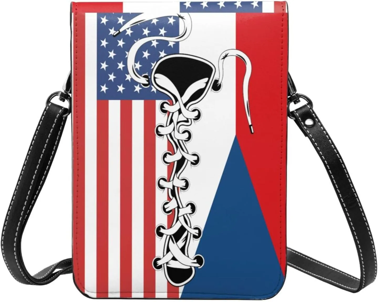 Vintage America Gabonese Gabon Flag Funny Shoelace Small Crossbody Purse Cell Phone Bag for Women
