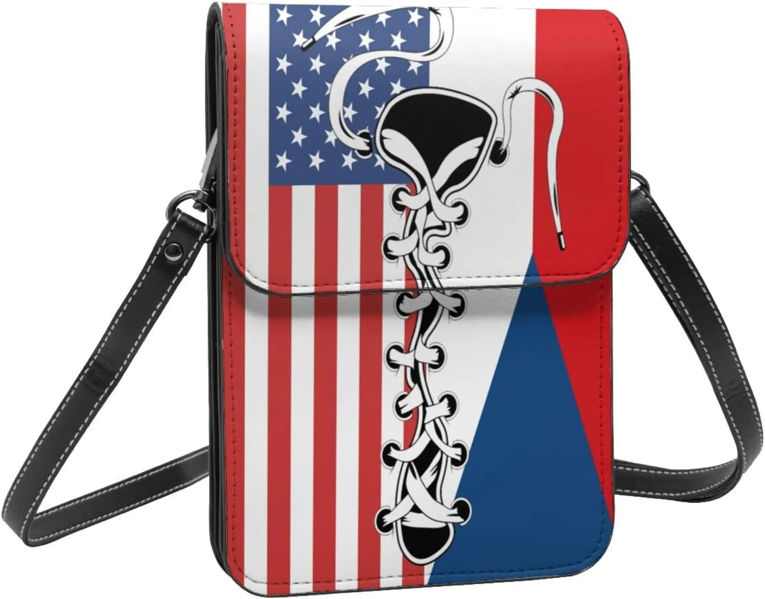Vintage America Gabonese Gabon Flag Funny Shoelace Small Crossbody Purse Cell Phone Bag for Women