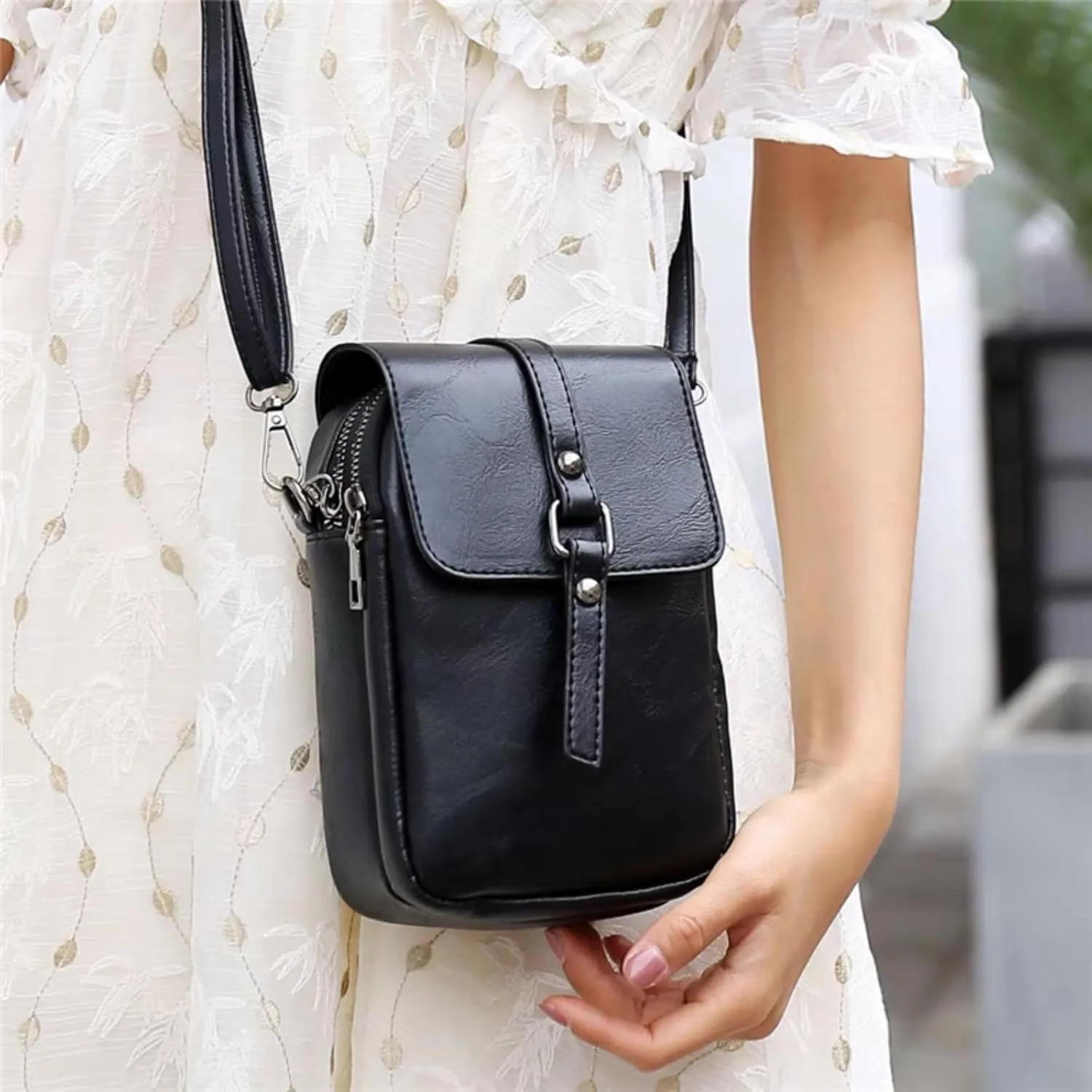 Vintage Crossbody Phone Bag, Tojoyride Crossbody Bag with Adjustable Strap, PU Leather Shoulder Purse for Women Wallet Bags