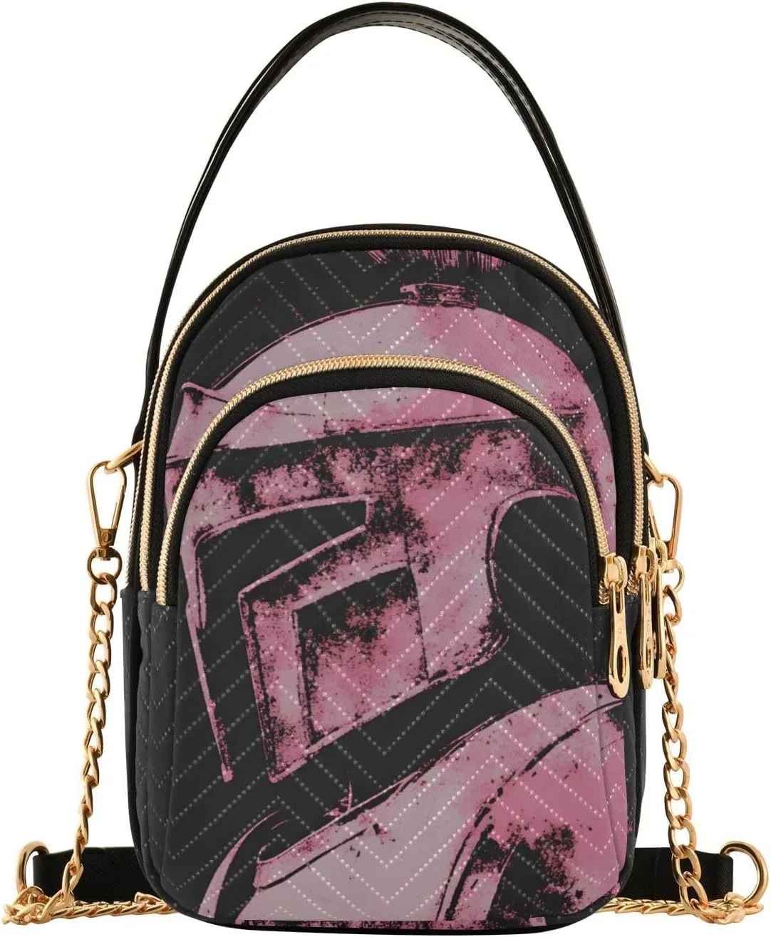 Vintage Knight Face Sling Bag for Women, Small Shoulder Bag Crossbody Bag Purse with Chain Strap Top handle 5.91×3.15×8.27 Inches