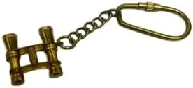 Vintage Style Brass Binocular Keychain, Henry Hughes Son Ltd. London, 6 x 3.5 x 1 inches