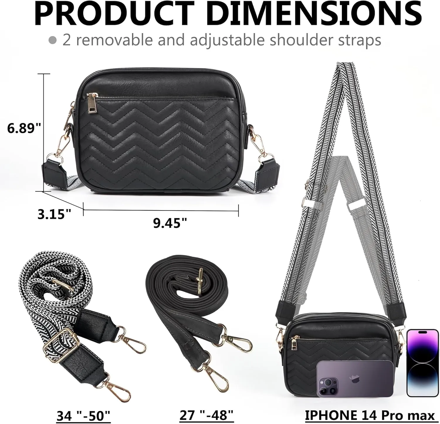 VODIU Crossbody Bags for Women Purses Handbags Leather Shoulder Bag with Guitar Strap Cross Body Bag for Woman Trendy Purse