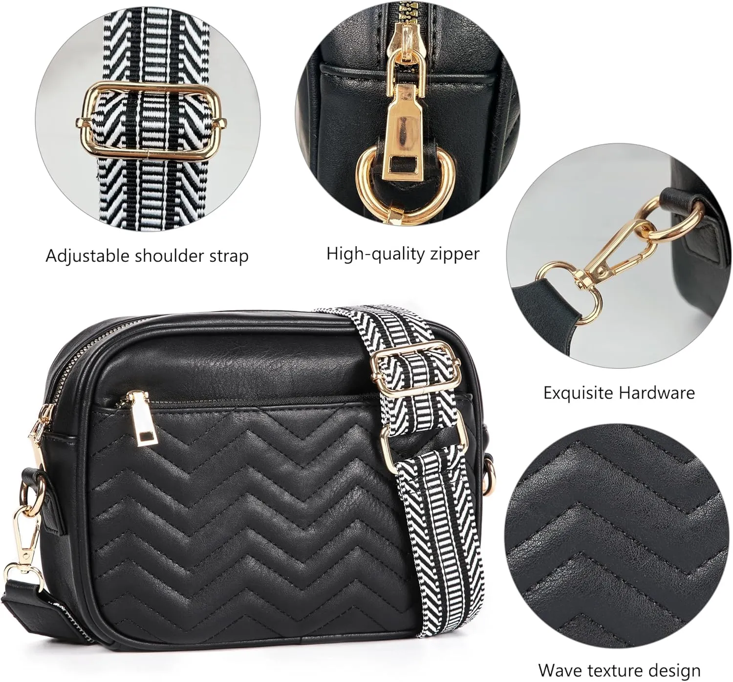 VODIU Crossbody Bags for Women Purses Handbags Leather Shoulder Bag with Guitar Strap Cross Body Bag for Woman Trendy Purse