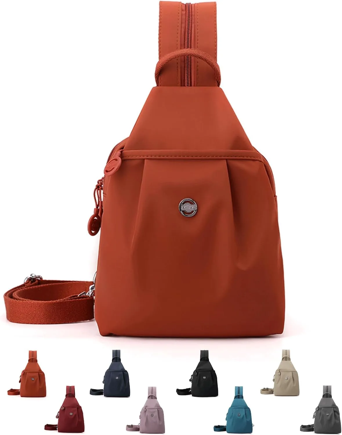Vovtva Bag, 2025 Backpack Chest Bag Double Zipper Large Capacity, Street Lite Chic Versatile Travel Bag (orange)