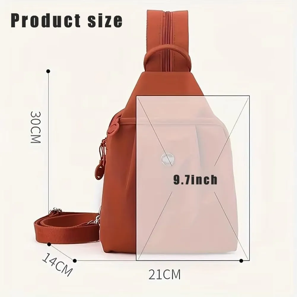 Vovtva Bag, 2025 Backpack Chest Bag Double Zipper Large Capacity, Street Lite Chic Versatile Travel Bag (orange)