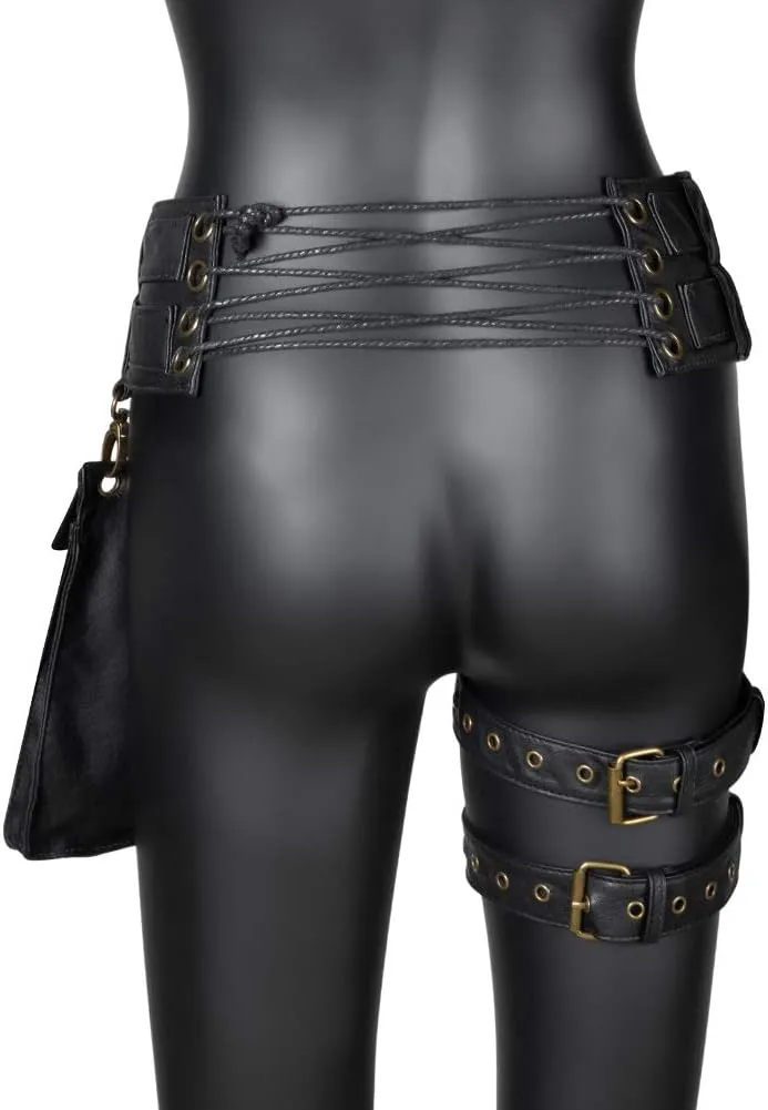 Waist Bag Belt Purse Fanny Pack Crossbody Motorcycle Hiking Phone Holder Wallet Vintage Leather Casual Fashion Daypack Gothic Festival Costume Hip Pouch for Women Men (Cox)