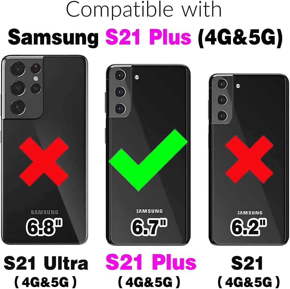 Wallet Case for Samsung Galaxy S21 Plus S21  5G with Wrist Strap Card Holder Shockproof Soft PU Leather Magnetic Snap Pocket Stand Cell Phone Cover S21 5G S21plus 21S   S 21 21  G5 Women Black