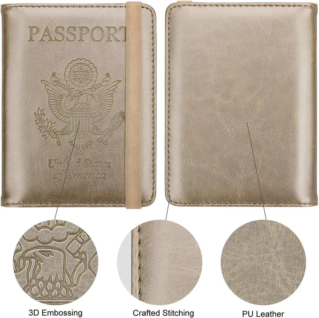 WALNEW Passport Holder for Travel, RFID Passport Cover Wallet for Women Men, PU Leather Passport Book Card Holder Case with Pen, Travelling Essentials for Flying