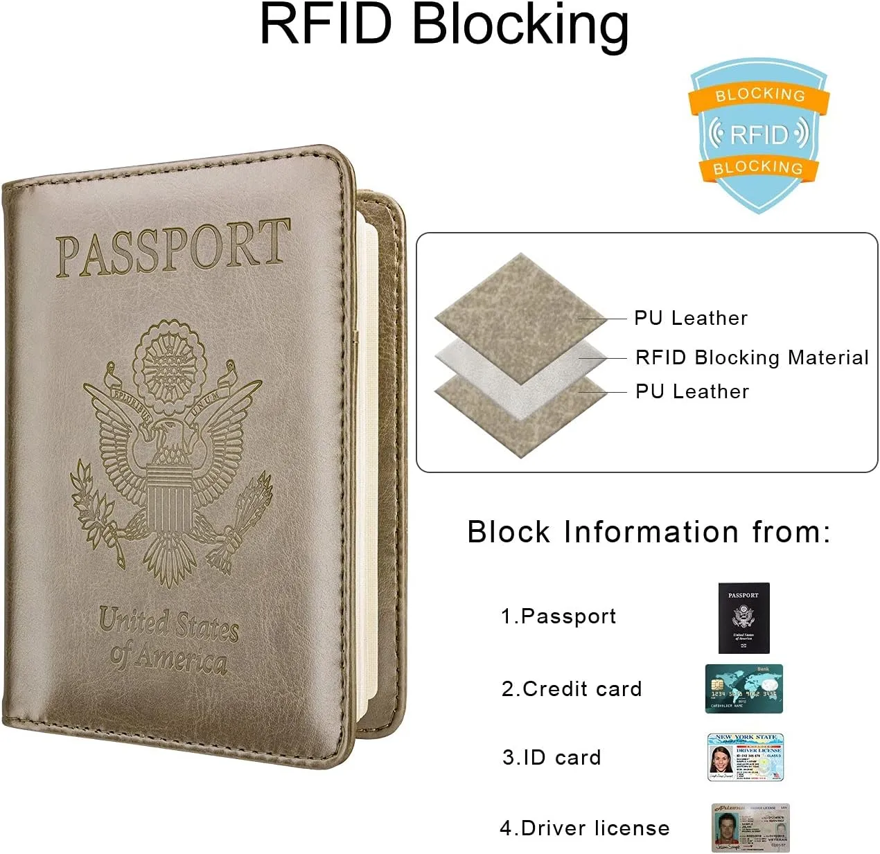 WALNEW Passport Holder for Travel, RFID Passport Cover Wallet for Women Men, PU Leather Passport Book Card Holder Case with Pen, Travelling Essentials for Flying