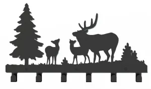 Wander Agio Deer Tree Forest Elk Cartoon Animal Metal Wall Mounted Bag Hanger Coat Rack Clothing Hooks Hanging Racks Black