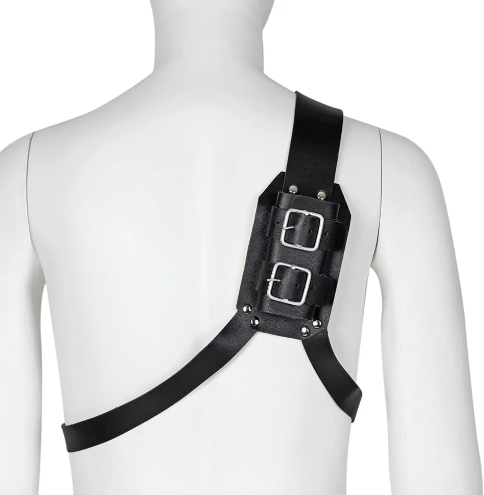 Warrior Back Sword Holster - Medieval Armor Shoulder Sheath Frog Holder Crossbody Strap Belt - PU Leather Behind-the-Back Holster