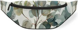 Watercolor Rose Leaves Crossbody Fanny Pack Waist Bag with Adjustable Strap Hip Pack for Sports Festival Workout Traveling Running Casual
