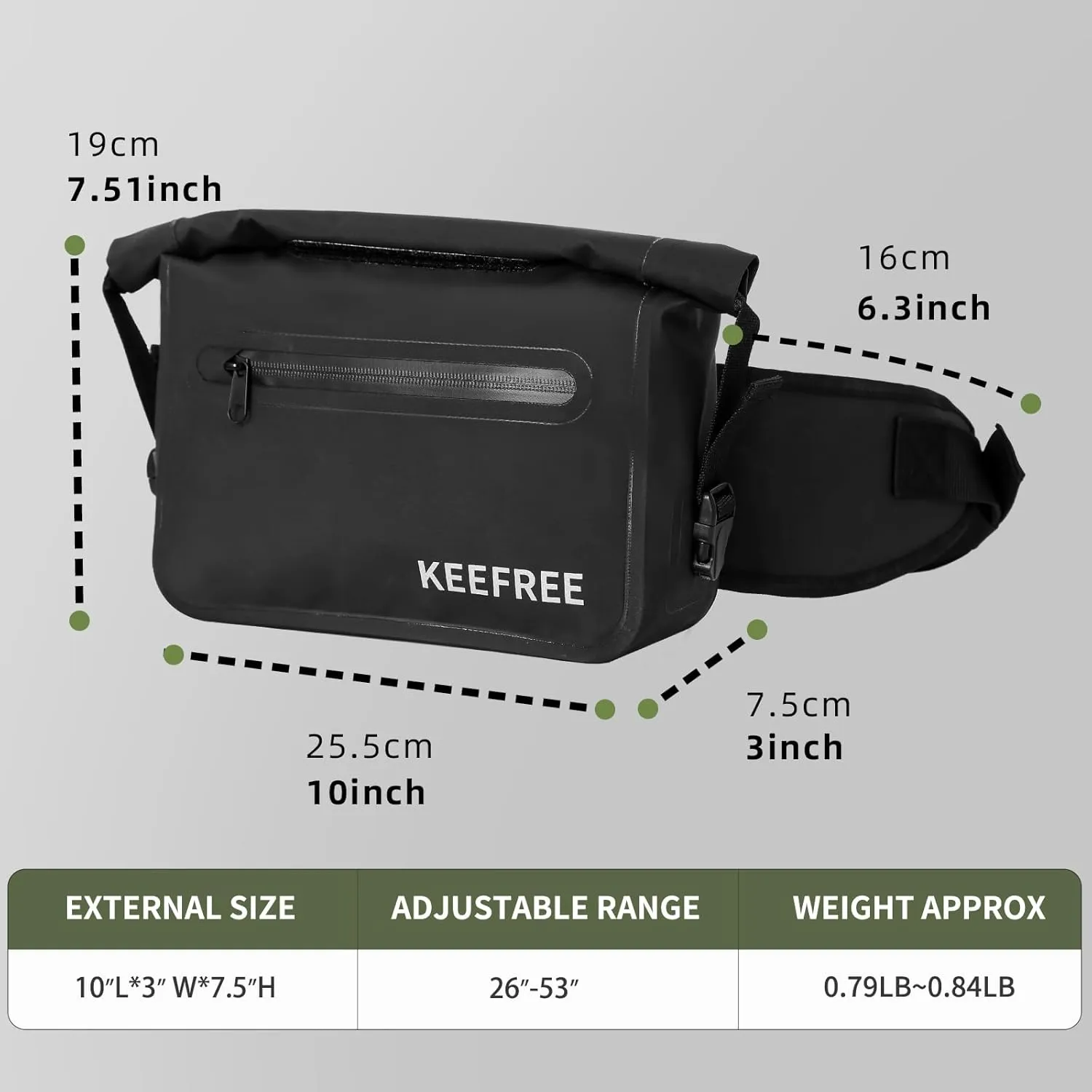 Waterproof Roll Top Waist Bag,Fishing Fanny Pack with Adjustable Strap Multi-functional Lightweight Tackle Bag for Outdoor Sports Camping Cycling Kayaking Hiking (Black)