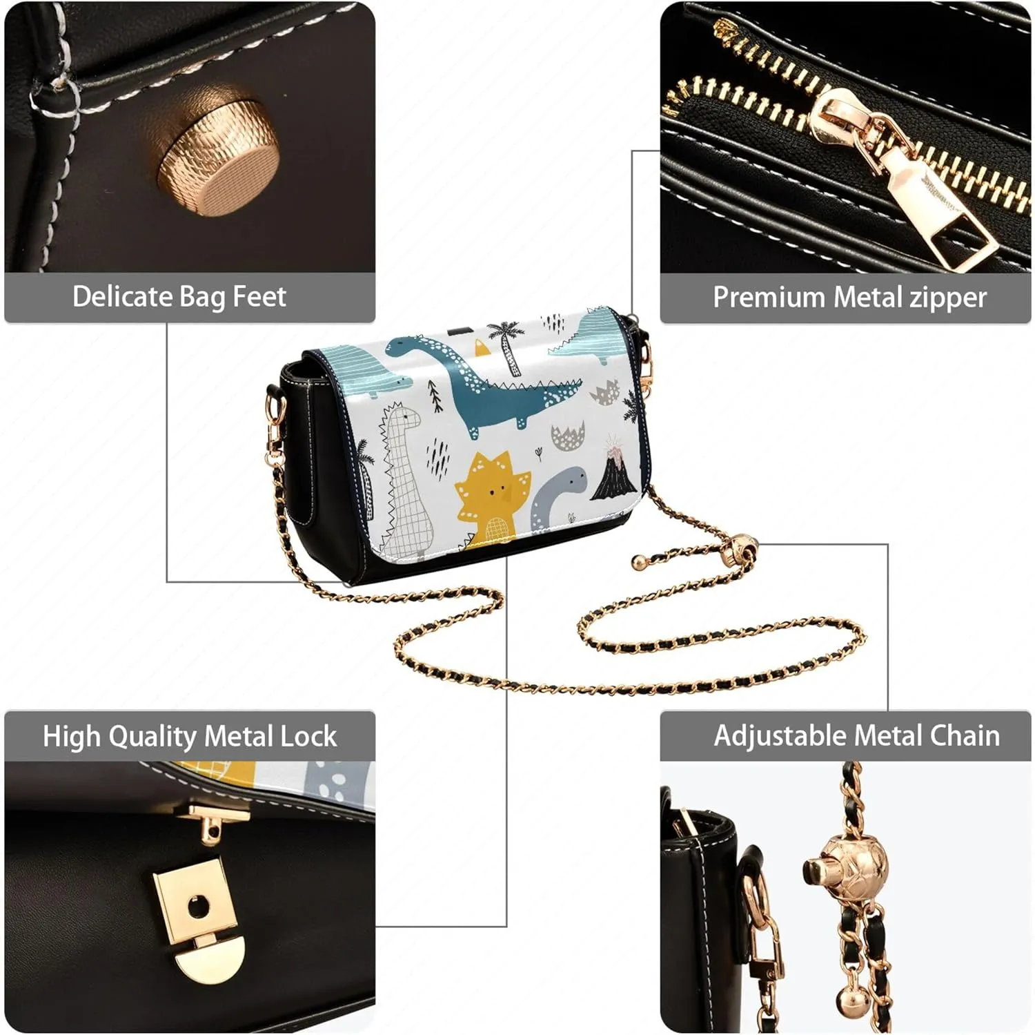 Waterproof Shoulder Leather Bags, Red Romantic Love Heart Crossbody Bags for Women Medium Purse with Chain Strap