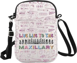 WCGXKO Dental Inspired Crossbody Bag Live Life to the Maxillary Dentist Gift Dental Hygienist Gift