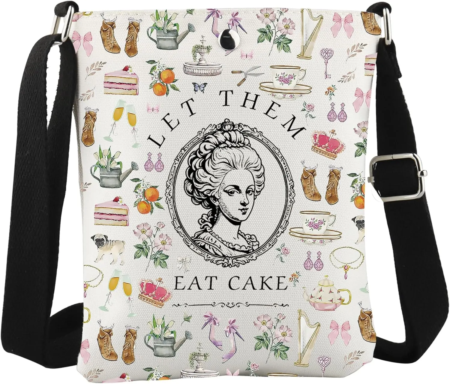 WCGXKO France Queen Inspired Crossbody Bag Let Them Eat Cake French History Gift Historical Fashion Gift