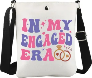 WCGXKO Funny Engagement Gift For Her In My Engaged Era Wifey Bridal Bachelorete Party Canvas Crossbody Bag