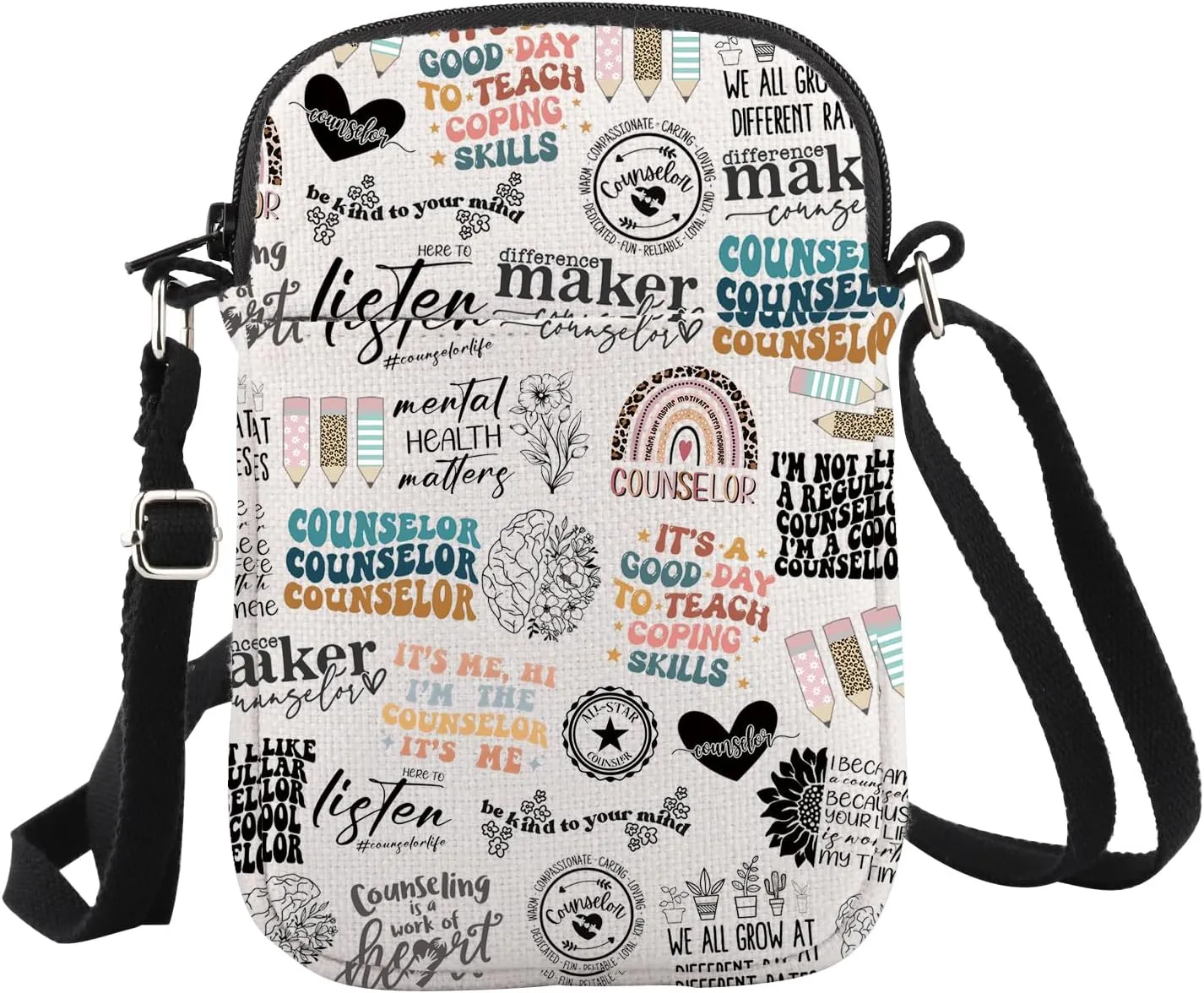 WCGXKO School Counselor Crossbody Bag Bundle Counselor Quote Inspired Gift Counselor Appreciation Gift