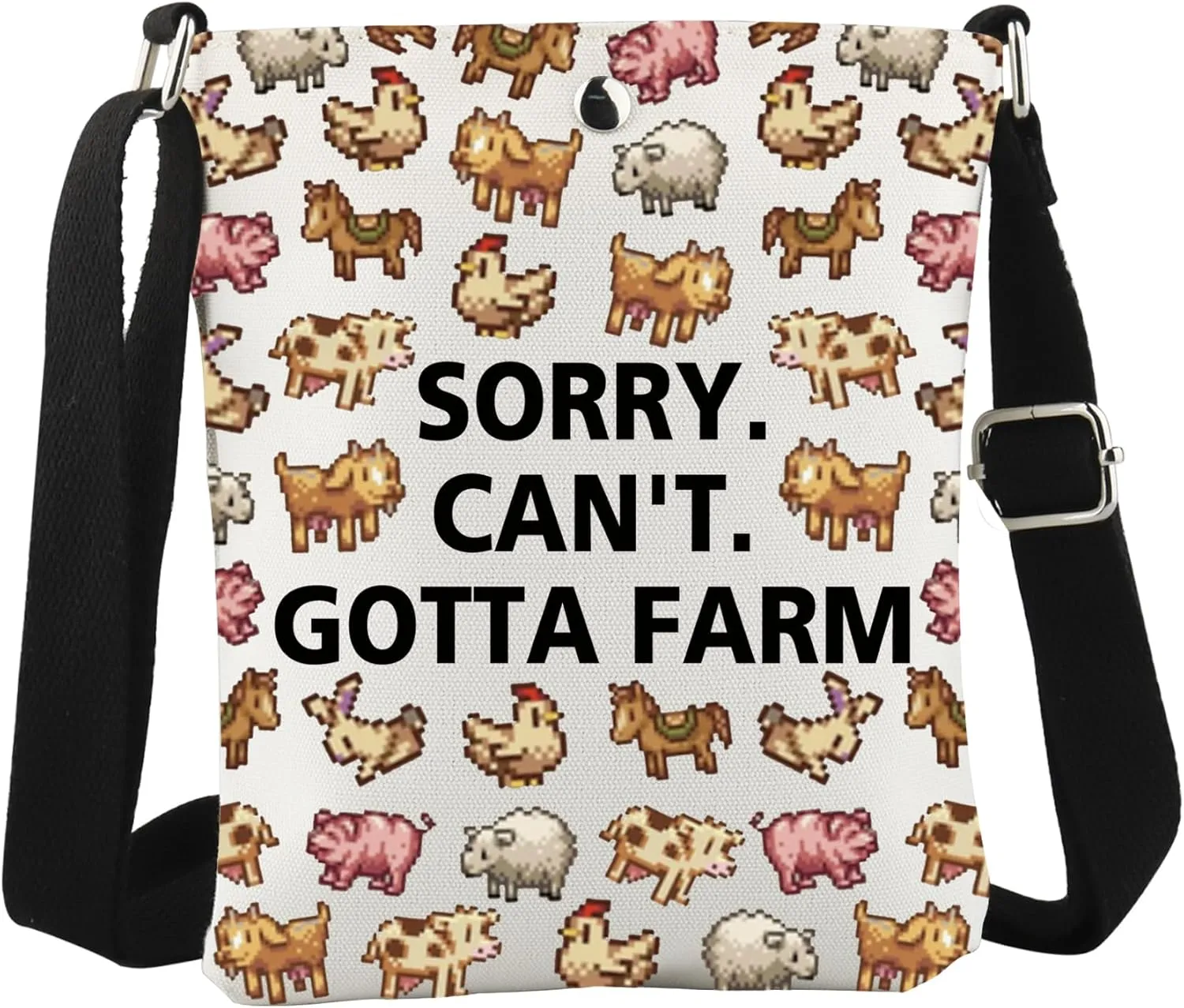 WCGXKO Valley Game Gift Sorry. Can’t. Gotta. Farm. Farming Country Adventure Gaming Crossbody Bag Video Game Lover Gift
