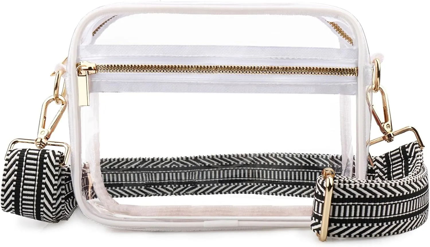 WEDDINGHELPER Clear Crossbody Bag, Clear Bag Stadium Approved Clear Purse with Adjustable Strap for Sports Concerts Festivals