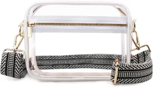 WEDDINGHELPER Clear Crossbody Bag, Clear Bag Stadium Approved Clear Purse with Adjustable Strap for Sports Concerts Festivals