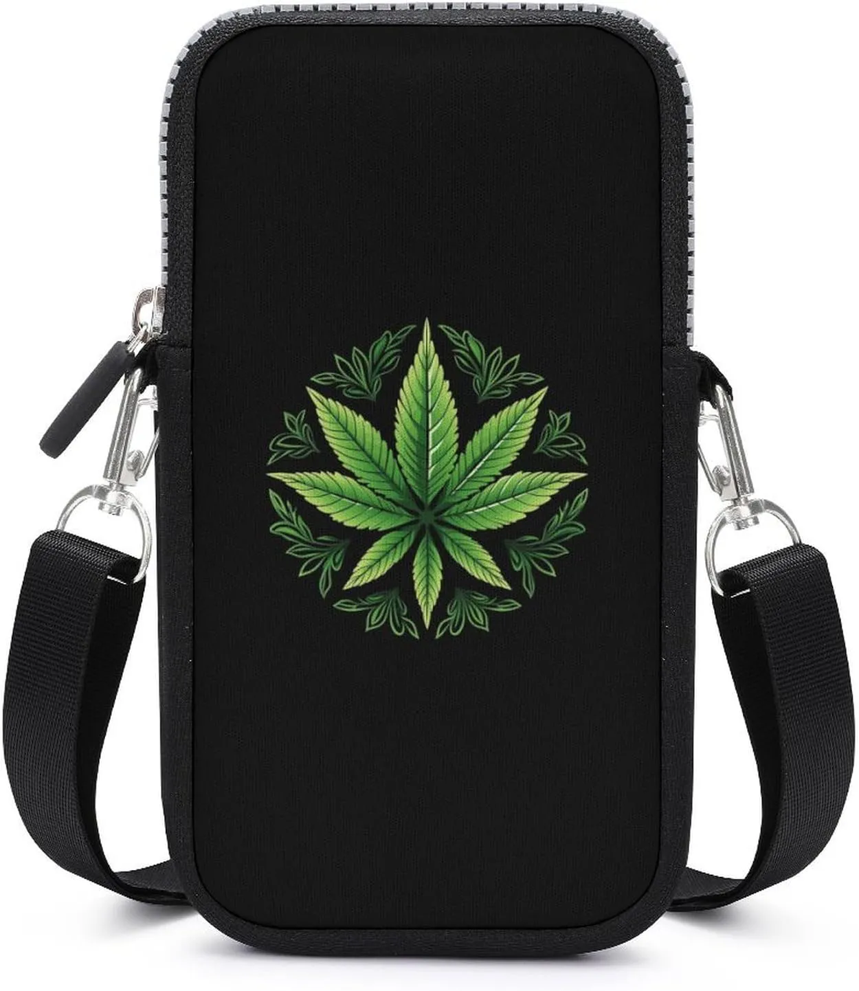 Weed Leaf Cell Phone Purse Small Cross-Body Bags Wallet Case with Removable Shoulder Strap