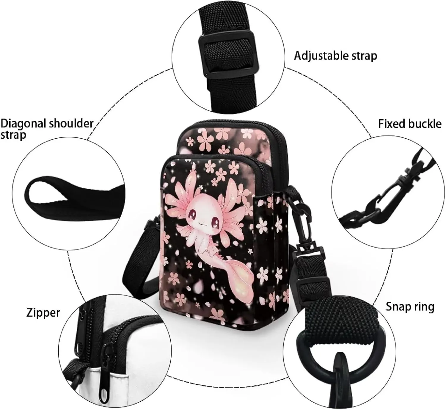 WELLFLYHOM Small Crossbody Bag for Women Phone Purse Messenger Pouch Mini Shoulder Handbag