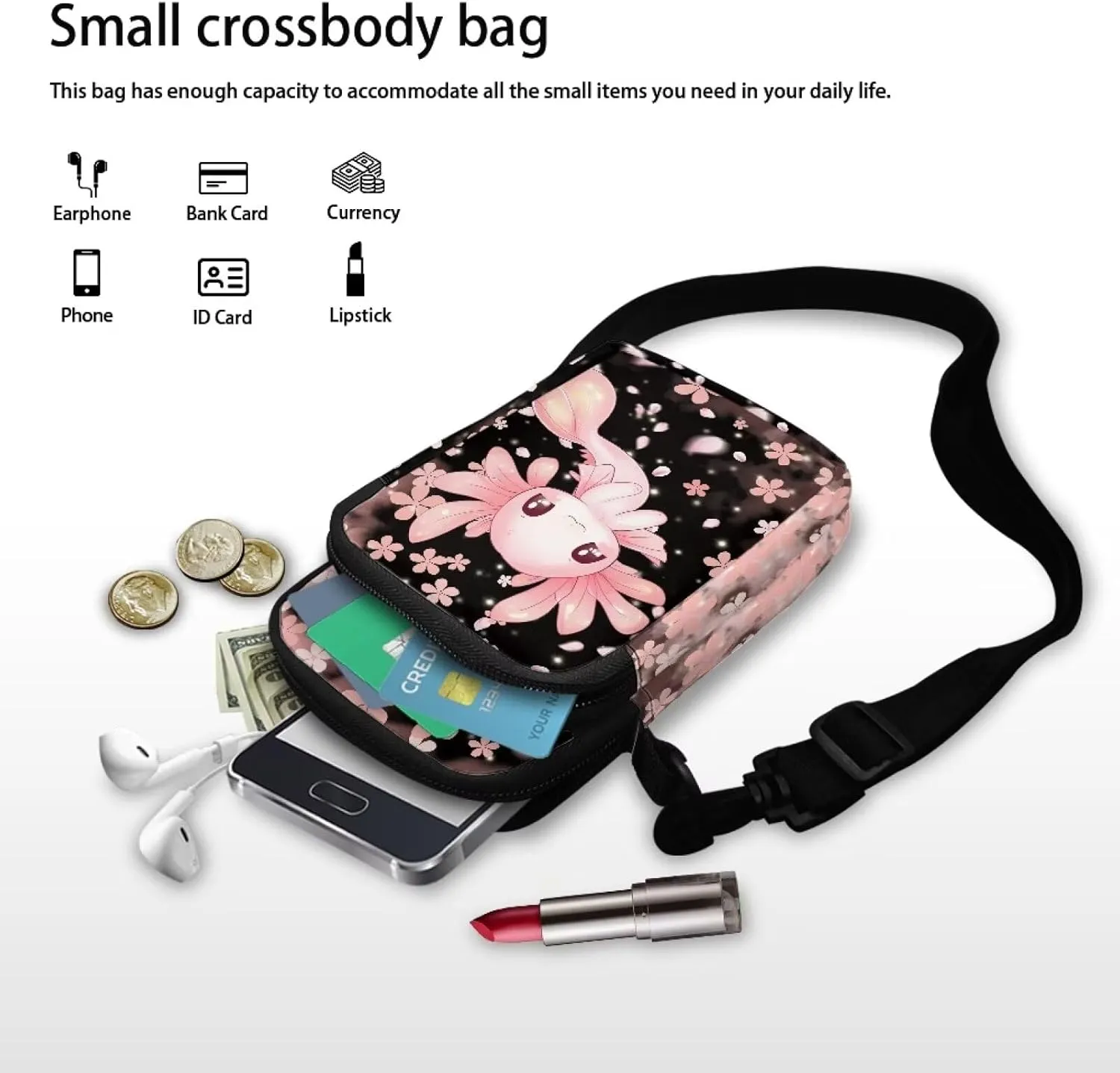 WELLFLYHOM Small Crossbody Bag for Women Phone Purse Messenger Pouch Mini Shoulder Handbag