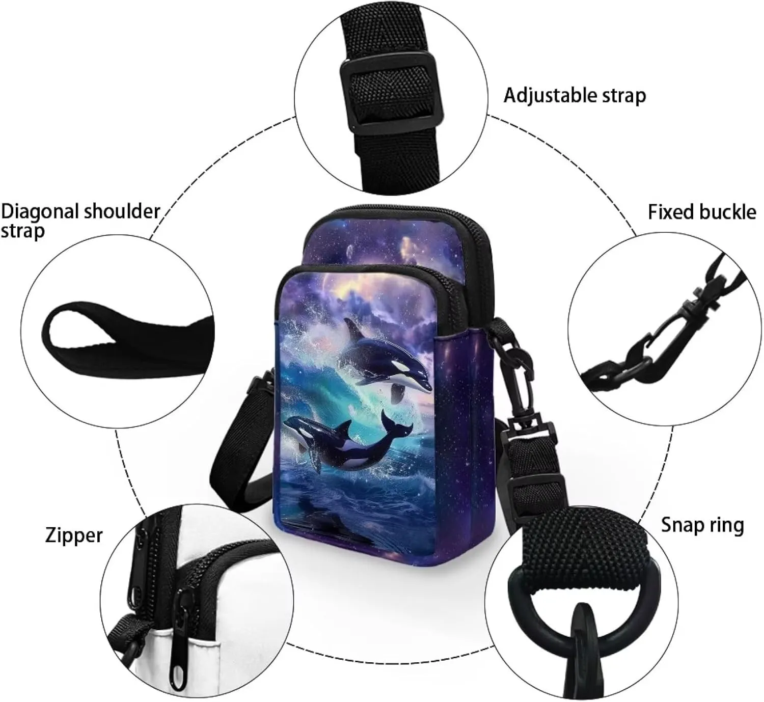 WELLFLYHOM Small Crossbody Bag for Women Phone Purse Messenger Pouch Mini Shoulder Handbag