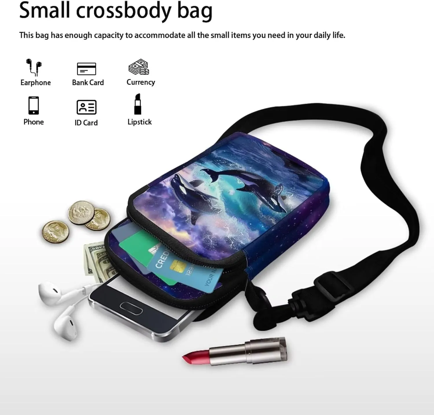 WELLFLYHOM Small Crossbody Bag for Women Phone Purse Messenger Pouch Mini Shoulder Handbag