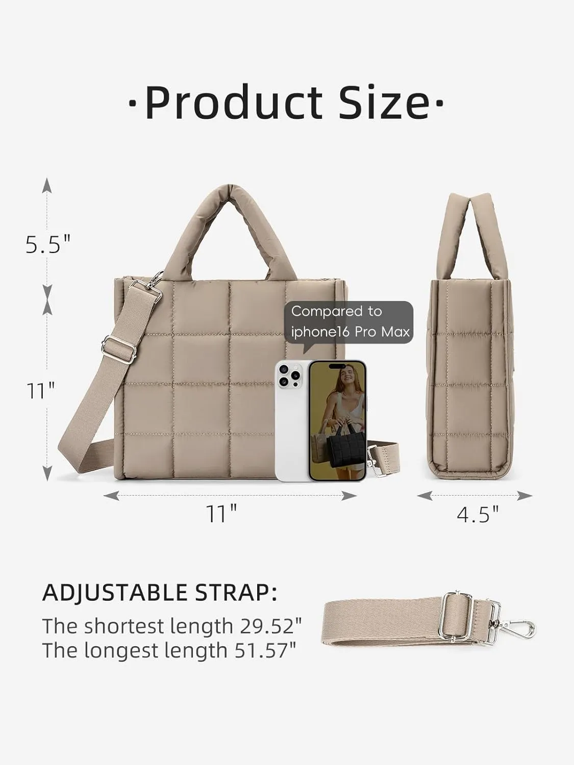 WESTBRONCO Puffer Crossbody Bags for Women Quilted Tote Bag Puffy Weekender Overnight Bag Nylon Shoulder Handbag