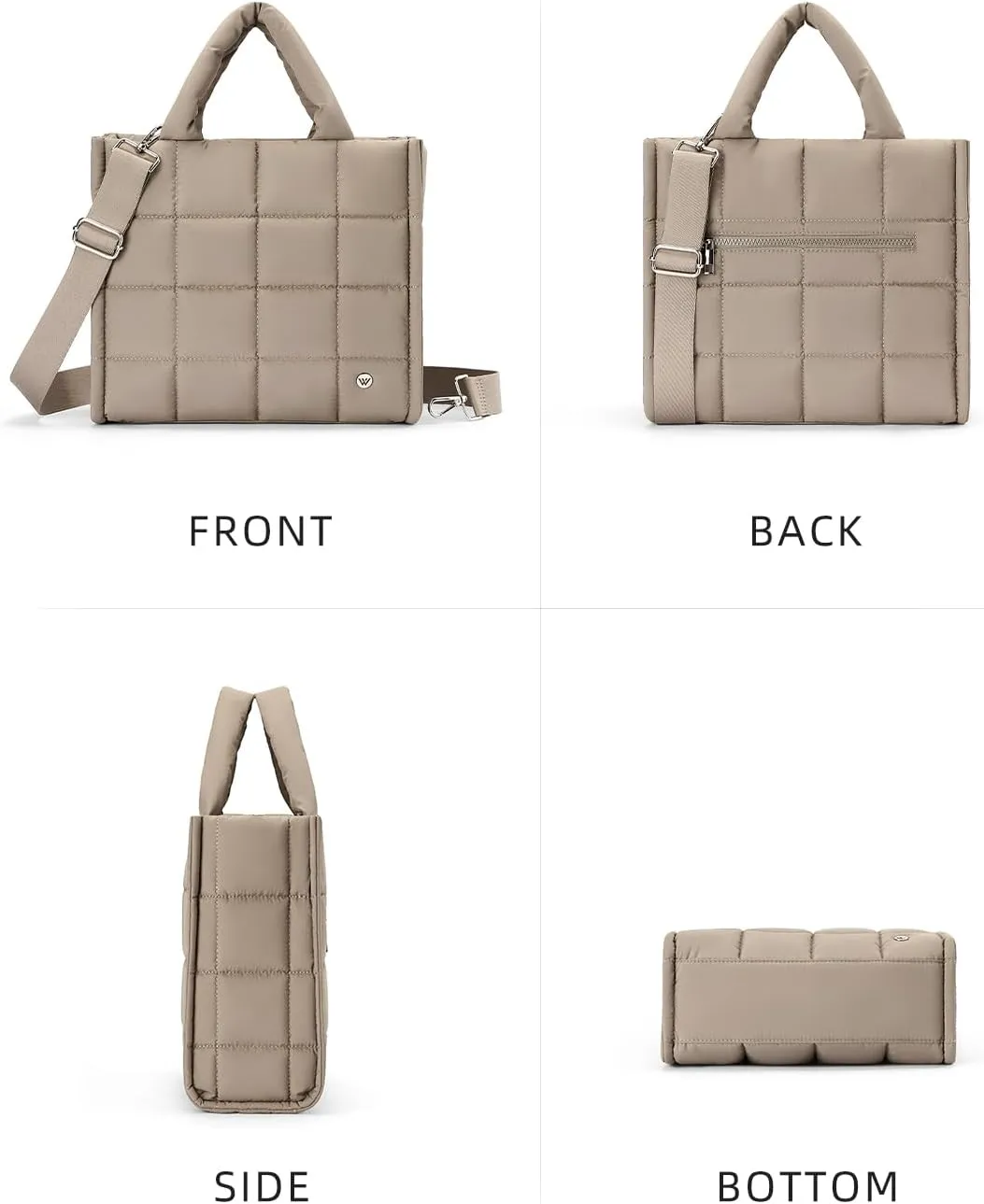 WESTBRONCO Puffer Crossbody Bags for Women Quilted Tote Bag Puffy Weekender Overnight Bag Nylon Shoulder Handbag