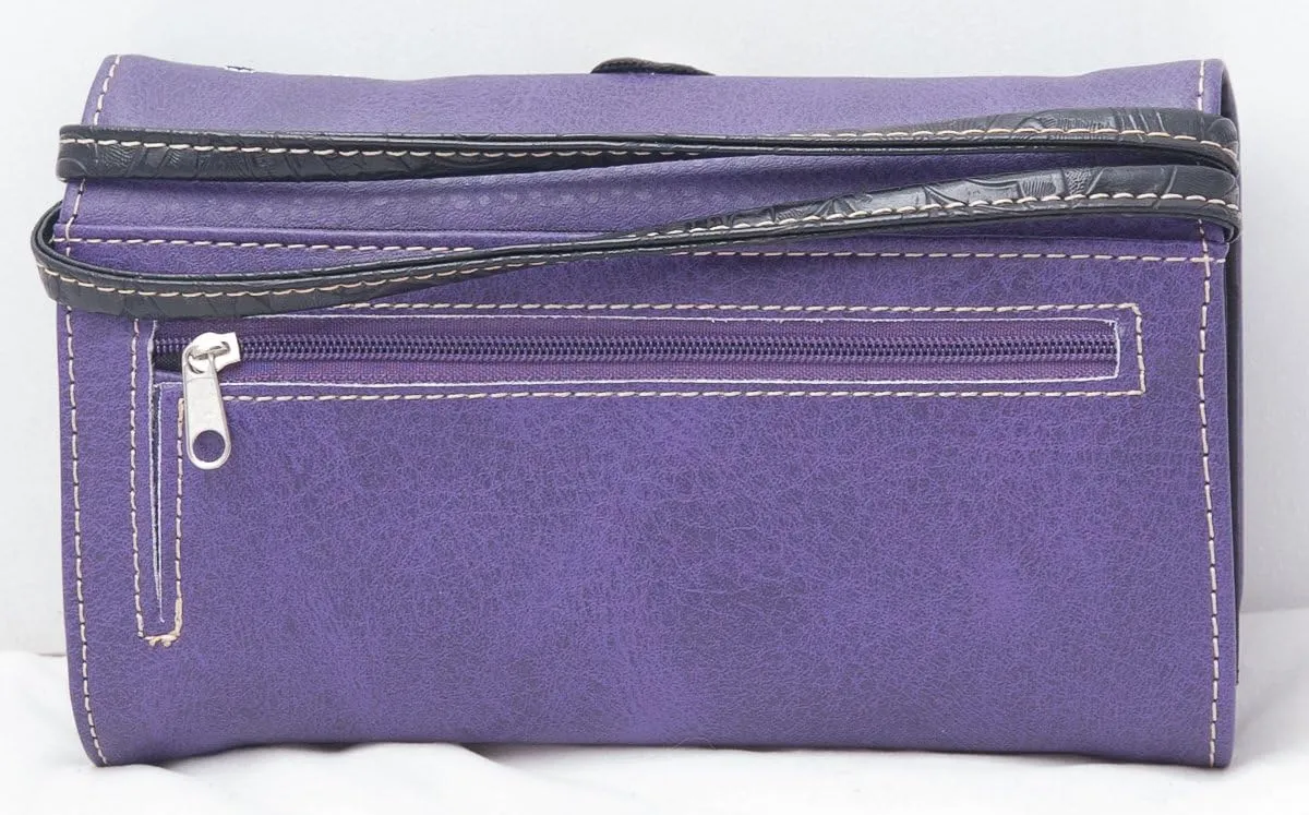 Western Owl Art Heart Crossbody Wristlet Clutch Wallet
