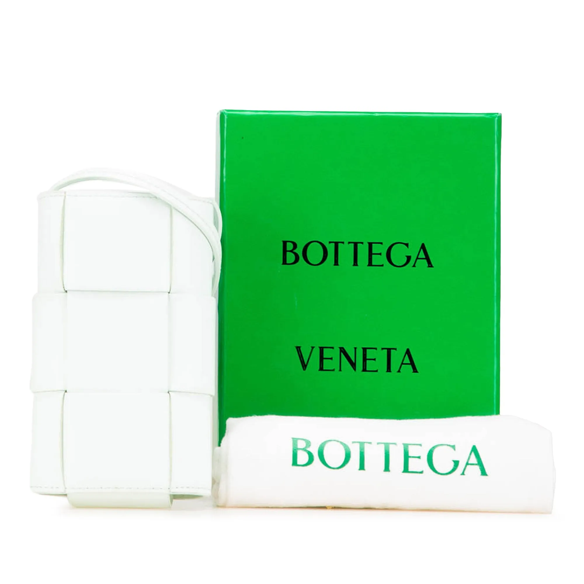 White Bottega Veneta Nappa Intrecciato Cassette Phone Holder Crossbody Bag