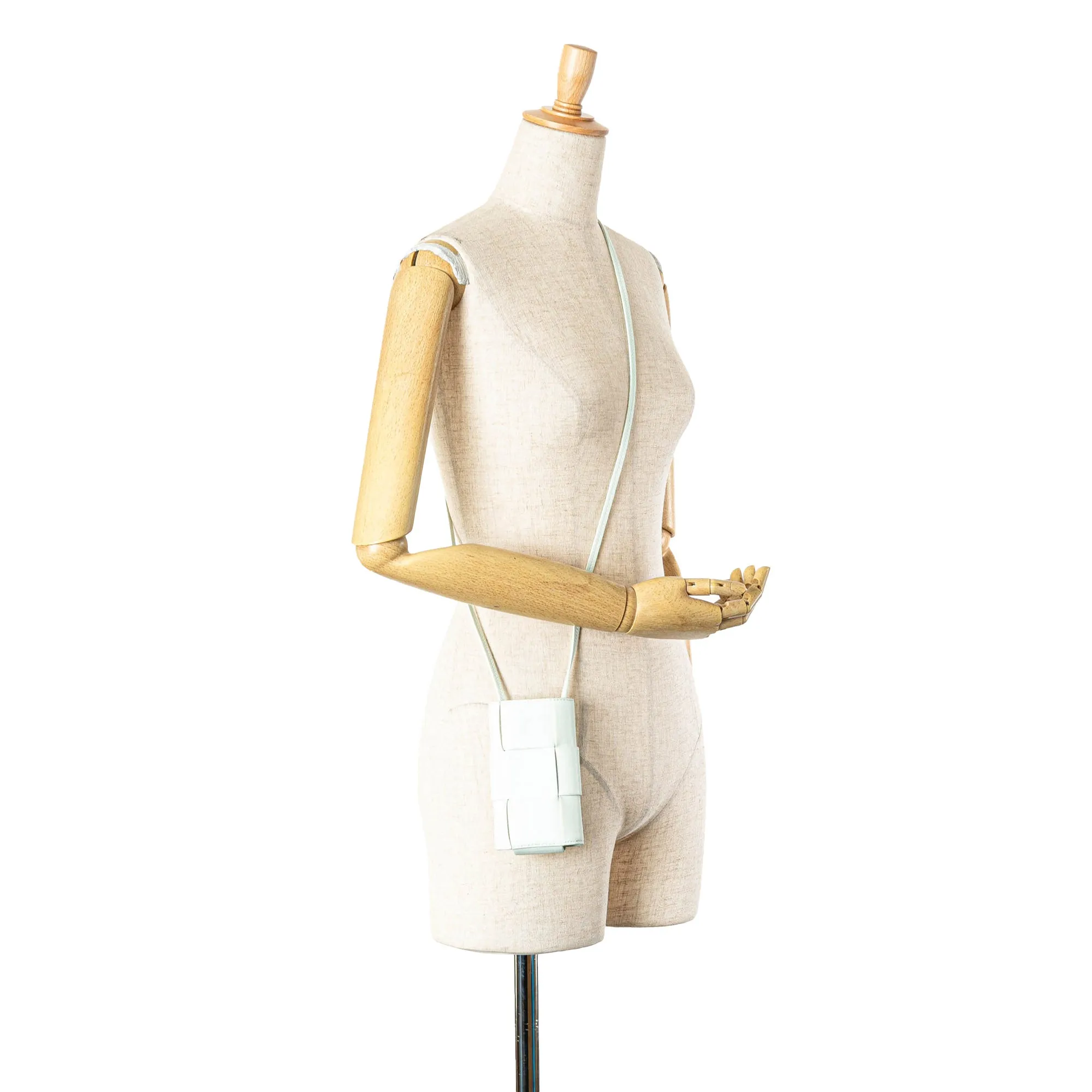 White Bottega Veneta Nappa Intrecciato Cassette Phone Holder Crossbody Bag