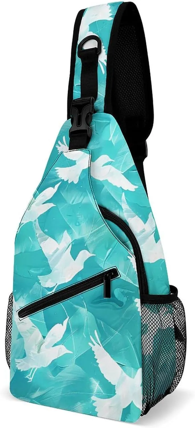 White Pigeons Green Lake Crossbody Bag Over Shoulder Sling Backpack Casual Cross Chest Side Pouch 38x20cm