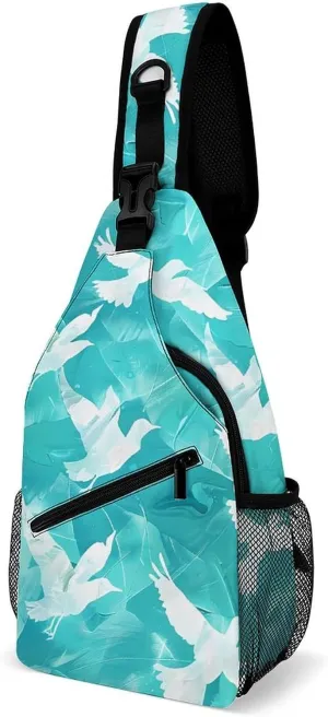 White Pigeons Green Lake Crossbody Bag Over Shoulder Sling Backpack Casual Cross Chest Side Pouch 38x20cm