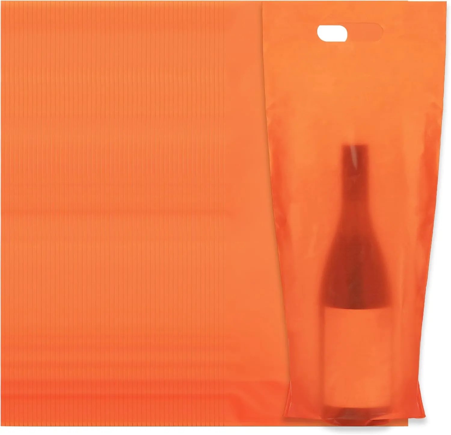 Wine Bags for Gifts, 50 Pcs Wine Doggy Bag Bulk, Plastic Tall Wine Gift Bags with Handles, Bottle Carrier Tote Liquor for Birthday, Wedding (Orange Red)