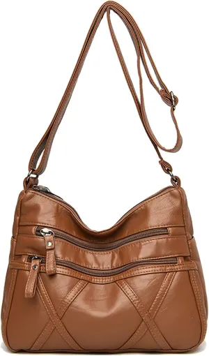 WITERY Women Soft PU Leather Crossboby Bag - Lightweight Multi-Pocket Shoulder Bag Pocketbooks Ladies Medium Purses Handbag