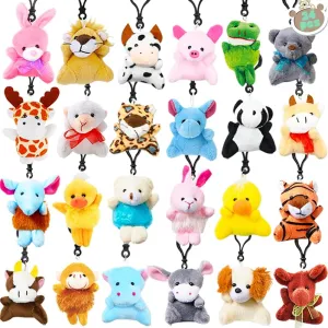 WODMAZ 24 PCS Mini Plush Animal Toys, Small Stuffed Animals Plush Keychain Set for Kids Birthday Party Favors, Goodie Bag Fillers, Easter Basket Stuffers