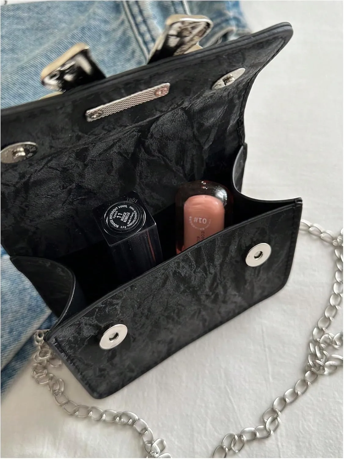 Women' Bowknot Mini Flap Handbag Chain Strap Mini Square Bag Cute Crossbody Purse
