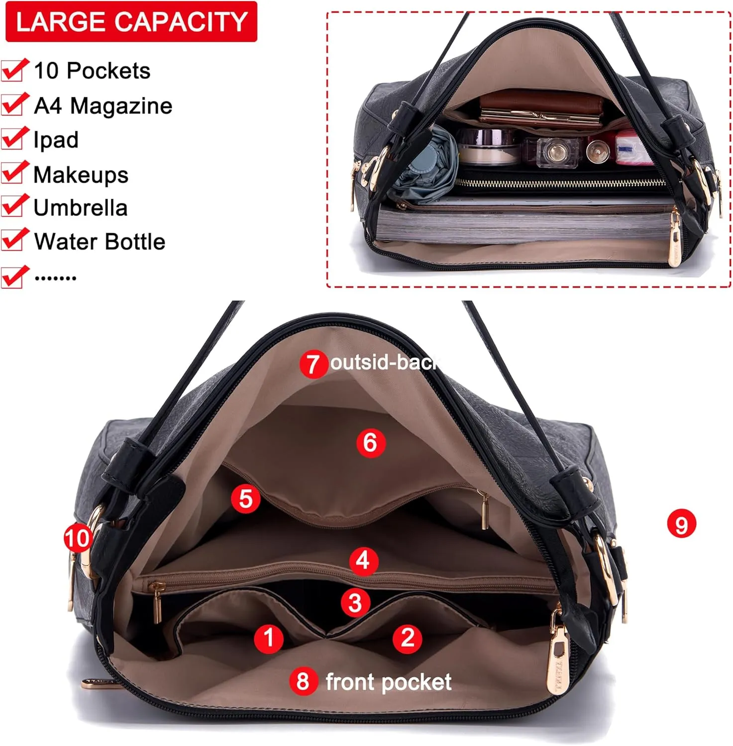 Women Large Crossbody Bags Ladies Satchel Shoulder Handbags Purse and Wallet Set for Women Totes Hobo Purses