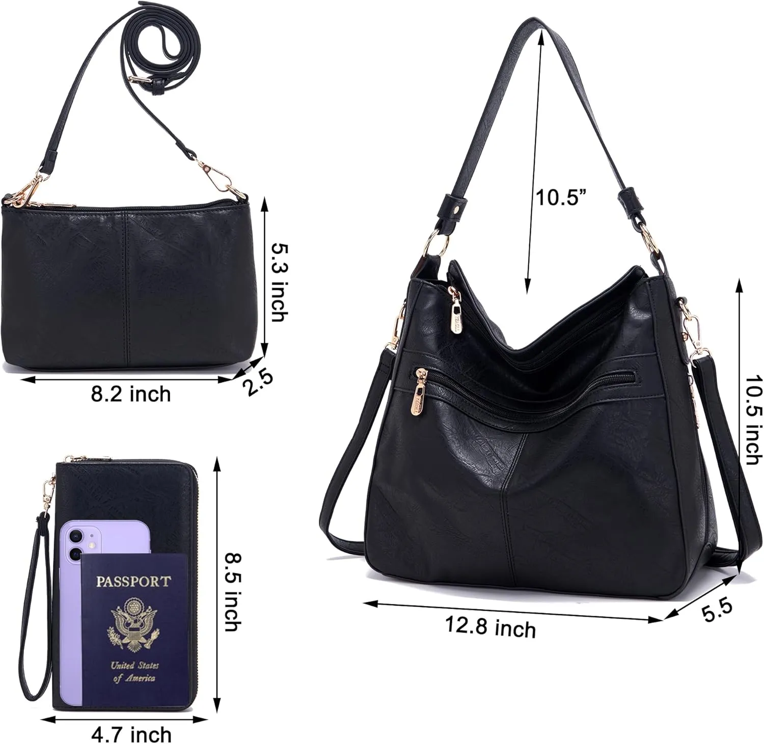 Women Large Crossbody Bags Ladies Satchel Shoulder Handbags Purse and Wallet Set for Women Totes Hobo Purses