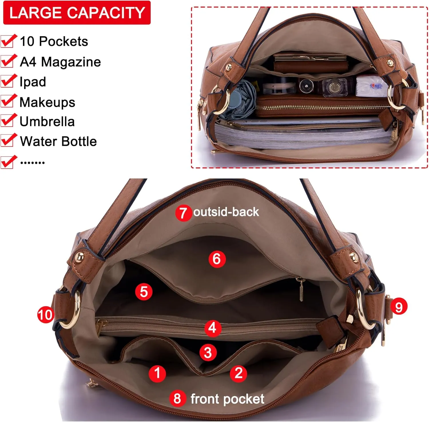 Women Large Crossbody Bags Ladies Satchel Shoulder Handbags Purse and Wallet Set for Women Totes Hobo Purses