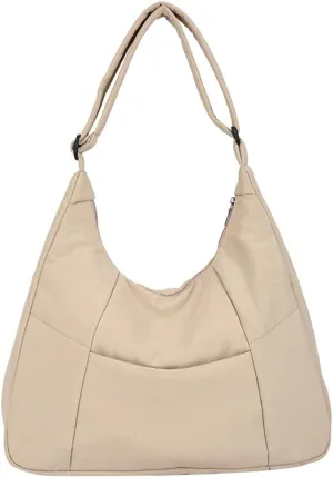 Women Nylon Shoulder Bag Cotton Padded Crossbody Bag Adjustable Strap Puffy Bag with Zipper Handbag for Work Trave