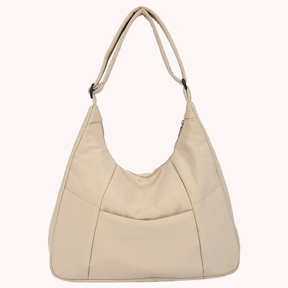 Women Nylon Shoulder Bag Cotton Padded Crossbody Bag Adjustable Strap Puffy Bag with Zipper Handbag for Work Trave