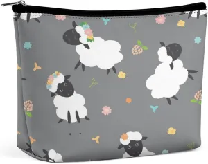 Women PU Leather Cosmetic Bag, Makeup Case Purse Holder Zipper Pouch Handbag Organizer Toiletry Storage 6.8x5.9x2.3 in