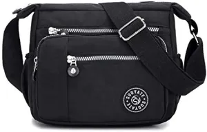 Women Shoulder Handbag Roomy Multiple Pockets Bag Ladies Crossbody Purse Tote Top Handle Satchel (Black)