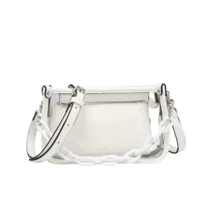 Women's Clear Crossbody With Chain Strap In White